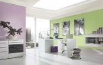 Salon, kolor zielony i fioletowy