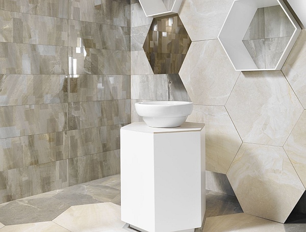 Łazienka, kolekcja płytek ceramicznych G-Stone Hexagonal